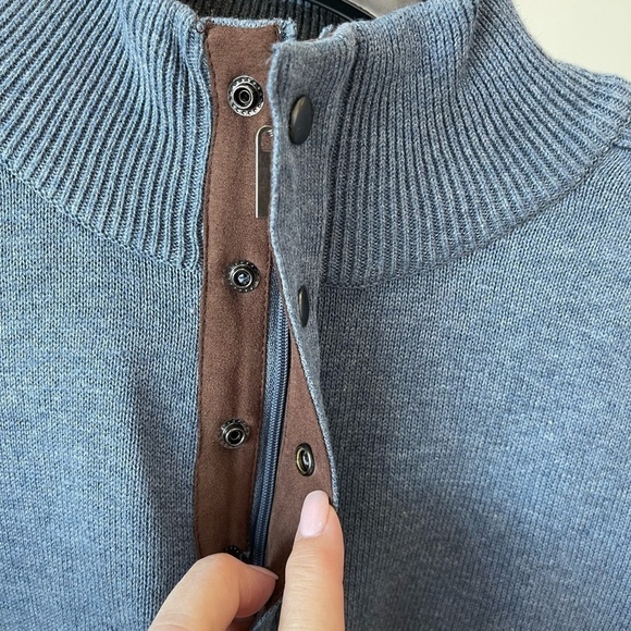 Tasso Elba men's quarter zip and snap long sleeve blue sweater in a size XXL - Picture 5 of 13